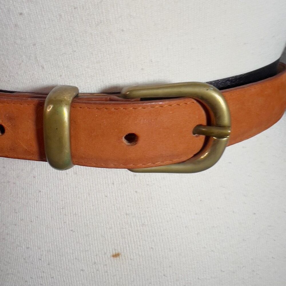 Classic Tan Leather Belt with Brass Buckle - Women's Accessory - Picture 2 of 5